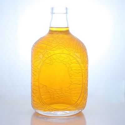Уникальная круглая форма рельефная пищевая ром водка виски текила джин стеклянная бутылка с пробкой идеально