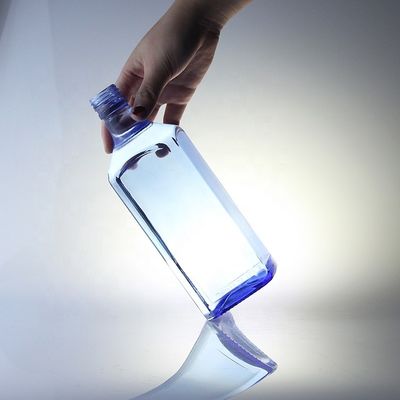 Acid Etch Custom Design Square 750ml Синие стеклянные бутылки для водки Виски уникальный