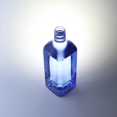 Acid Etch Custom Design Square 750ml Синие стеклянные бутылки для водки Виски уникальный