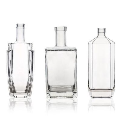 Приемлемый логотип клиента Стеклянный квадратный Super Flint 500ml 700ml 750ml Бутылка для джина