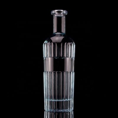 Красиво светло-голубой 750 мл 75cl Вертикальные полоски бутылка водки с крышкой из прозрачного стекла
