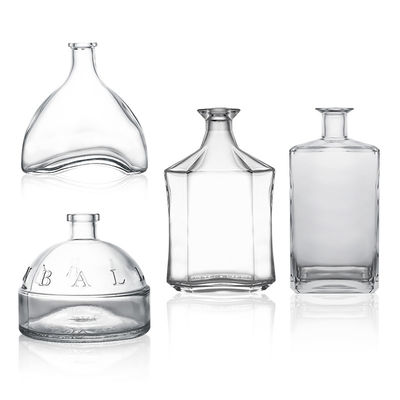 Стеклянная основа 500ml 700ml 750ml Чистая флаконка с ликером с настраиваемой крышкой и пробкой