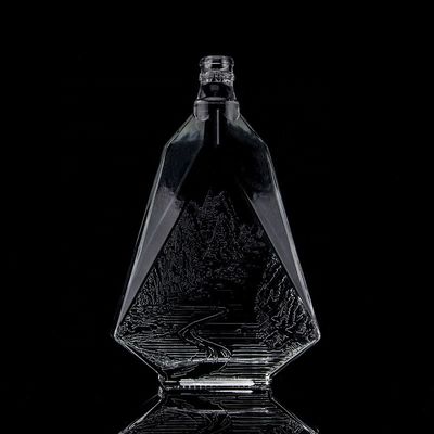 Густая, прозрачная стеклянная бутылка для джина, виски, рома, текилы и коньяка
